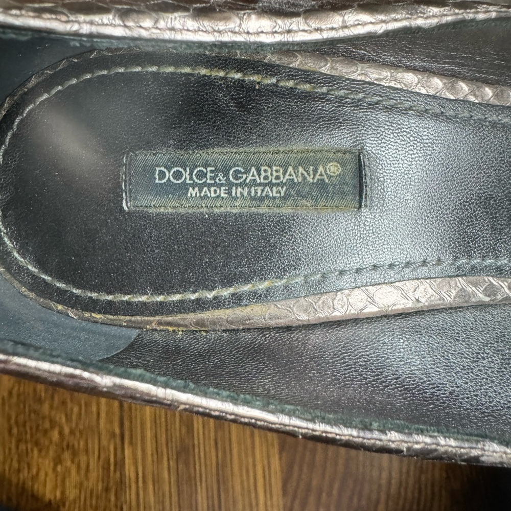 Dolce & Gabbana Metallic Python Embossed Leather … - image 5